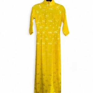 Elegant Yellow Floral Women's Dress